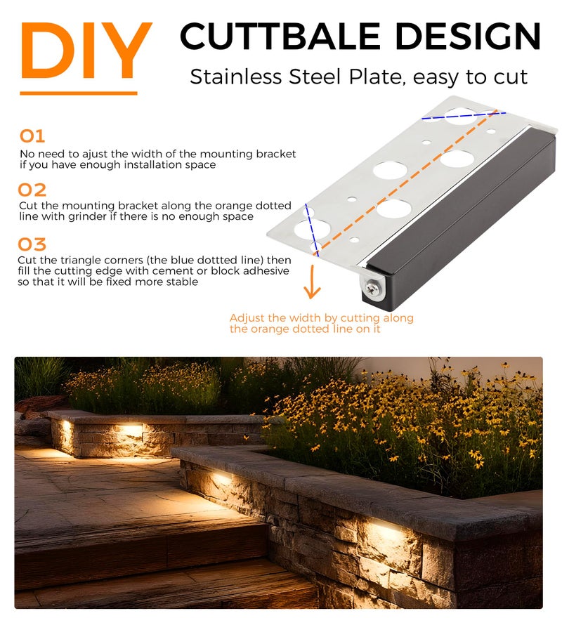 CLOUDY BAY [6 Pack] 7 Inch 12V-15 VAC/DC Low Voltage Hardscape Lighting Paver Light,Retaining Wall Lights Outdoor,IP65 Waterproof, 5W 2700K Soft White,Frost Lens Deck Step Light - Image 5